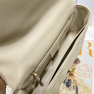 CD Large Di.or Caro Bag Supple Cannage Calfskin Gold Tone Metal Beige
