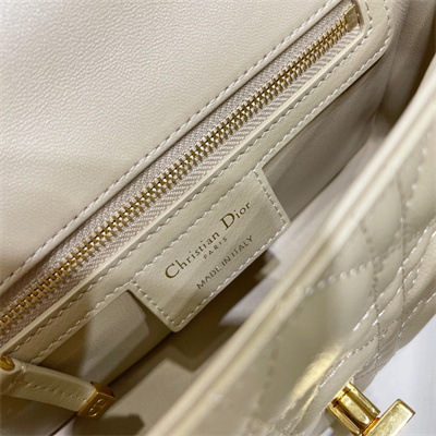 CD Large Di.or Caro Bag Supple Cannage Calfskin Gold Tone Metal Sand