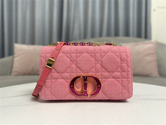CD Medium Di.or Caro Bag Macrocannage Denim Pink
