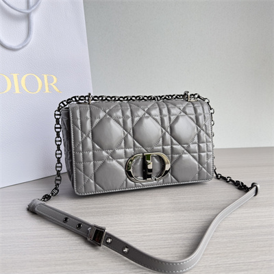 CD Medium Di.or Caro Bag Quilted Macrocannage Calfskin Guncolor Tone Metal Grey
