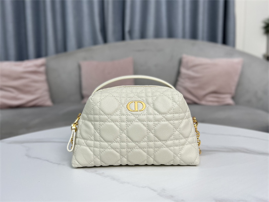 CD Caro D-Cosy Mini Bag Supple Cannage Calfskin Gold Tone Metal Cream