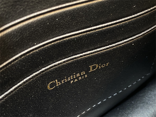 CD Caro Zipped Pouch Supple Cannage Calfskin Gold Tone Metal Black