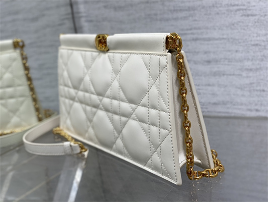 CD Caro Colle Noire Clutch with Chain Latte Cannage Lambskin Gold Tone Metal