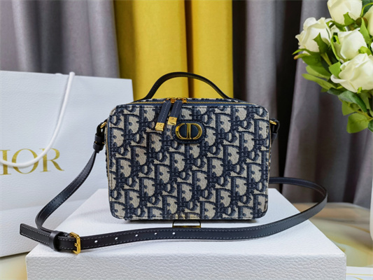 CD 30 Montaigne Box Bag Blue Oblique Jacquard Gold Tone Metal