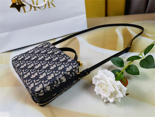 CD 30 Montaigne Box Bag Blue Oblique Jacquard Gold Tone Metal