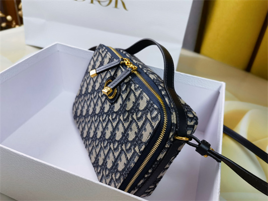 CD 30 Montaigne Box Bag Blue Oblique Jacquard Gold Tone Metal