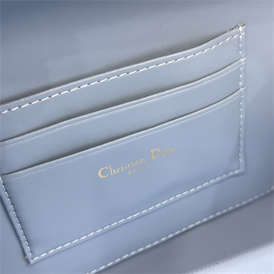 CD Caro Box Bag Macrocannage Calfskin Gold Tone Metal Blue