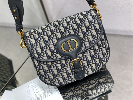 CD Large Di.or Bobby Bag Blue Oblique Jacquard With Blue Di.or Oblique Emb Shoulder Strap
