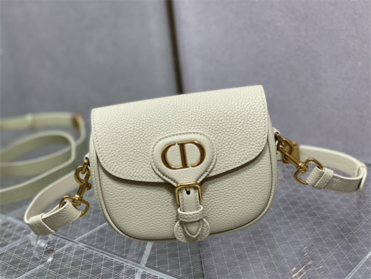 CD Small Di.or Bobby Bag Grained Calfskin White