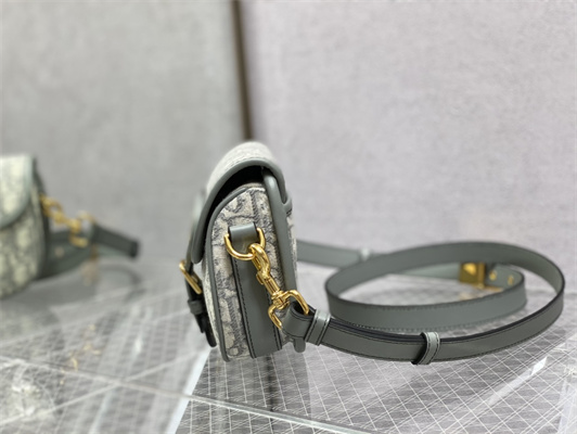 CD Small Di.or Bobby Bag Grey Oblique Jacquard