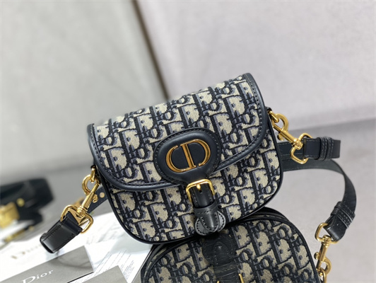 CD Small Di.or Bobby Bag Blue Oblique Jacquard