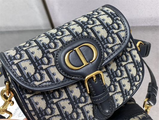 CD Small Di.or Bobby Bag Blue Oblique Jacquard