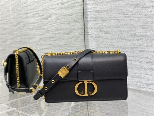 CD 30 Montaigne East-West Bag With Chain Black Calfskin