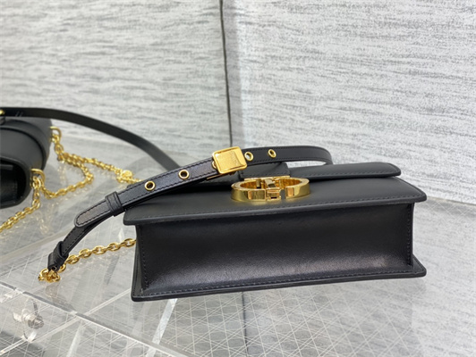 CD 30 Montaigne East-West Bag With Chain Black Calfskin