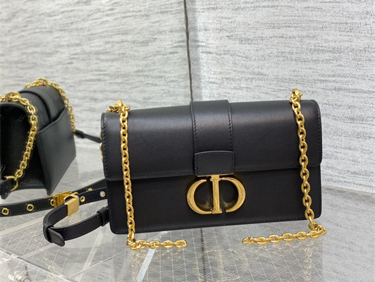 CD 30 Montaigne East-West Bag With Chain Black Calfskin