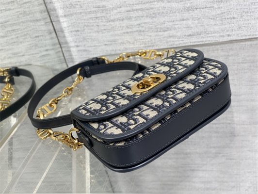 CD Small 30 Montaigne Avenue Bag Blue Oblique Jacquard