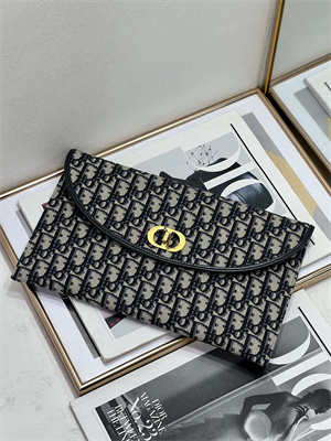CD 30 Montaigne Avenue Pouch with Flap Blue Dior Oblique Jacquard