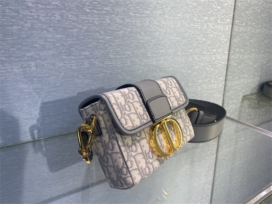 CD 30 Montaigne Box Bag Grey Oblique Jacquard