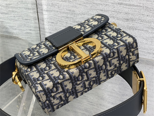 CD 30 Montaigne Box Bag Blue Oblique Jacquard