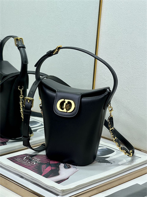 CD 30 Montaigne Amber Mini Bucket Bag Box Calfskin Black