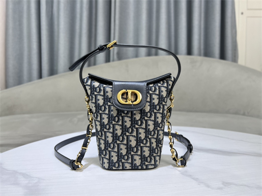 CD 30 Montaigne Amber Mini Bucket Bag Blue Oblique Jacquard