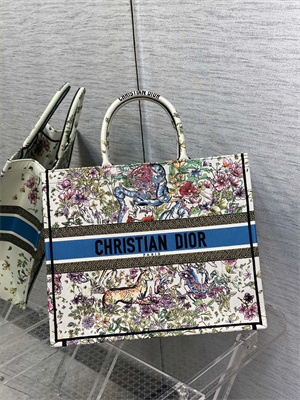 CD Large Book Tote D-Constellation Embroidery White Multicolor