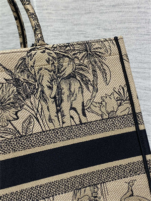 CD Large Book Tote Voyage Toile de Jouy Embroidery Beige and Black