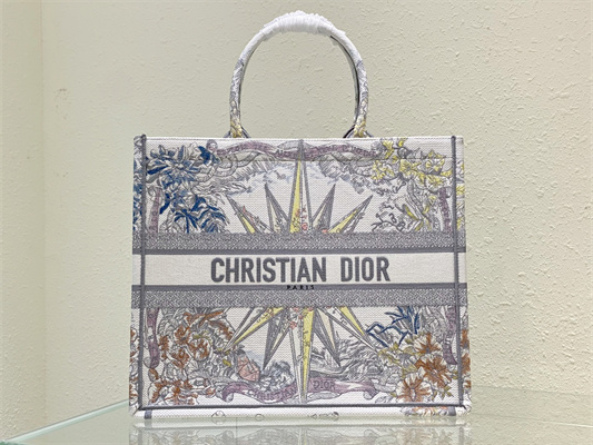 CD Large Book Tote R??ve d’Infini Embroidery Grey Multicolor