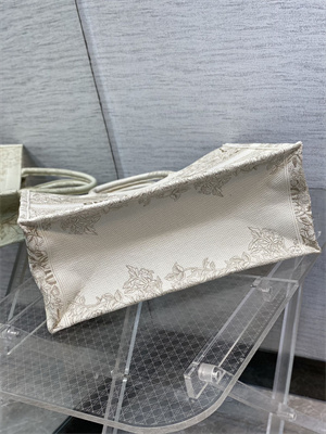 CD Large Book Tote Jardin d’Hiver Embroidery White And Gold Tone