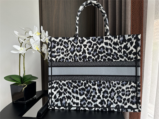 CD Large Book Tote Black Multicolor Mizza Embroidery