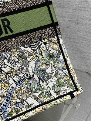 CD Large Book Tote Butterfly Around The World Embroidery White and Green