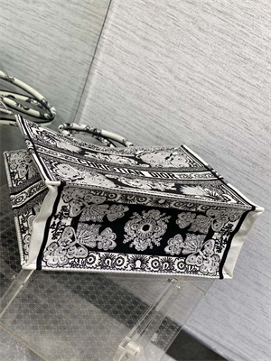 CD Large Book Tote Butterfly Bandana Embroidery Black and White