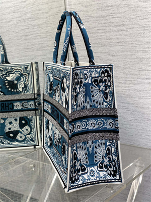 CD Large Book Tote Butterfly Bandana Embroidery Blue Multicolor