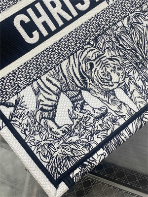 CD Medium Book Tote Voyage Toile de Jouy Embroidery White and Black