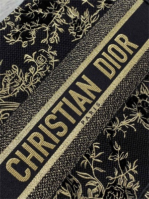 CD Medium Book Tote Jardin d’Hiver Embroidery Black and Gold Tone