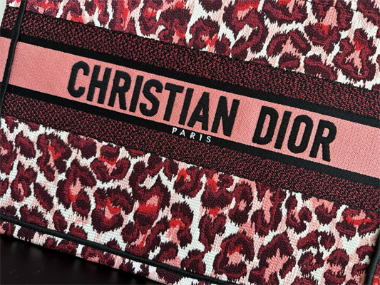 CD Medium Book Tote Pink Multicolor Mizza Embroidery