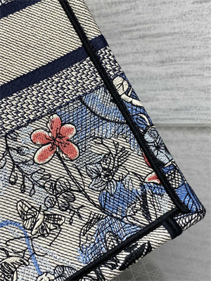 CD Medium Book Tote Jardin Magique Embroidery Grey Blue