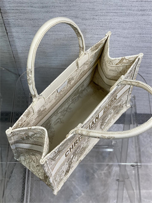 CD Medium Book Tote Jardin d’Hiver Embroidery White and Gold Tone
