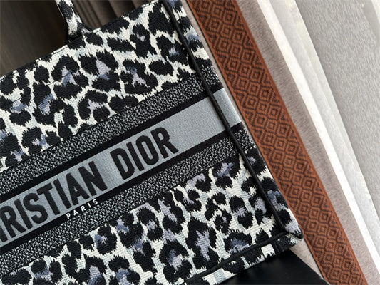 CD Medium Book Tote Black Multicolor Mizza Embroidery