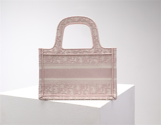 CD Mini Book Tote Pink Oblique Embroidery