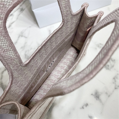 CD Mini Book Tote Macro Houndstooth Embroidery Pink