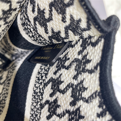 CD Mini Book Tote Macro Houndstooth Embroidery Black and White