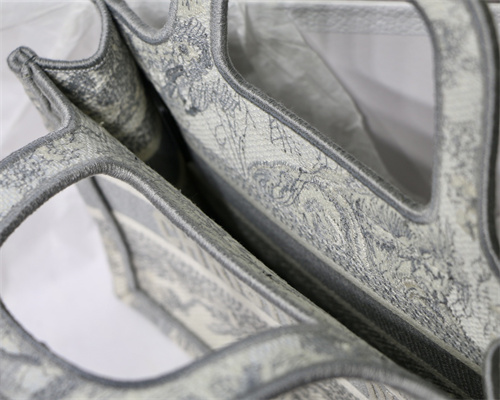 CD Mini Book Tote Toile de Jouy Embroidery Grey