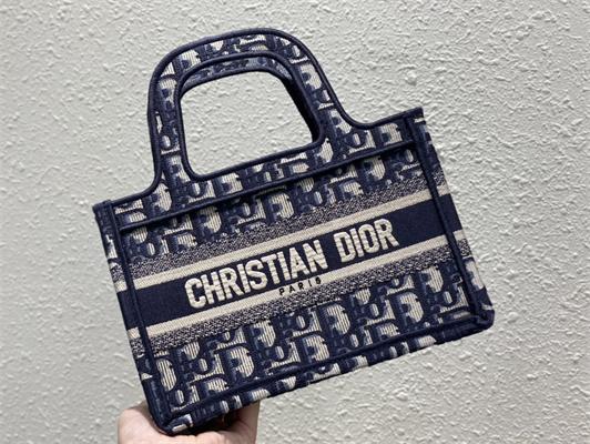 CD Mini Book Tote Blue Oblique Embroidery