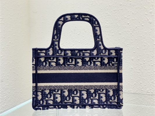 CD Mini Book Tote Blue Oblique Embroidery