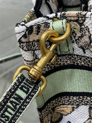 CD Mini Book Tote With Strap Toile de Jouy Mexico Embroidery White Multicolor