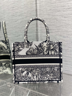 CD Small Book Tote Voyage Toile de Jouy Embroidery White and Black
