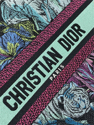 CD Small Book Tote Voyage Toile de Jouy Embroidery Green Multicolor