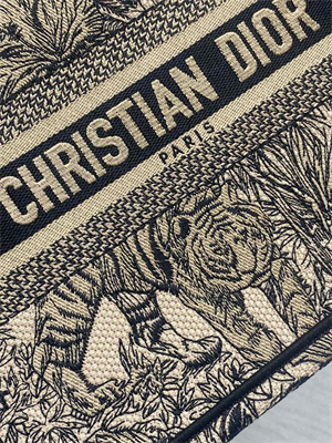 CD Small Book Tote Voyage Toile de Jouy Embroidery Beige and Black