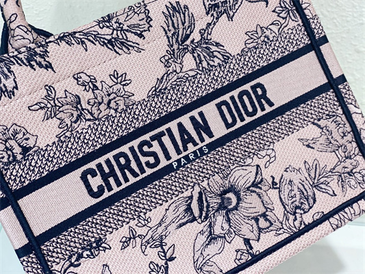 CD Small Book Tote Jardin Botanique Embroidery Pink